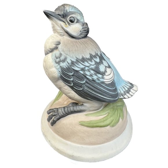 Vintage Boehm Baby Blue Jay Porcelain Bird Figurine #436 S Made in USA 4.5" EUC - Picture 1 of 5